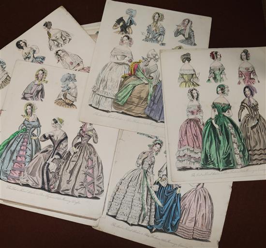 A collection of Victorian coloured fashion plates